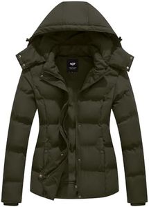 GGleaf Women's Hooded Warm Winter Coat Quilted Thicken Puffer Jacket with Removable Hood Army Green XX-Large