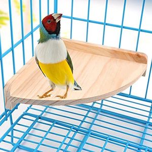 Bird Perch Platform Stand Wood for Small Animals Parrot Parakeet Conure Cockatiel Budgie Canaries Gerbil Rat Mouse Chinchilla Hamster Cage Exercise Toys