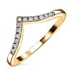 TJC White Diamond Wishbone Ring for Women Size H with Prong Setting in Yellow Gold Plated 925 Sterling Silver April Birthstone Metal Wt. 1.5 Grams