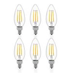 Tenergy Dimmable Candelabra LED Bulbs, 4W(40 Watt Equivalent), E12 LED Bulbs, 400LM Warm White 2700K B11 Chandelier Light Bulbs, LED Ceiling Fan Bulbs (Pack of 6)