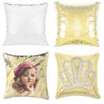 TCBESTO Sublimation Sequin Pillow Blanks 16''x16'' 4PCS Light Gold Reversible Sequin Pillow Covers Sublimation Pillow Cases for Gifts Decorations