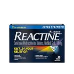 Reactine Extra Strength Antihistamine Tablets - 10mg Cetirizine Hydrochloride - 24 Hour Allergy Relief Medicine - 48 Count MADE IN CANADA