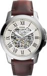 Fossil Grant Dark Brown Stainless Steel & Leather Watch ME3099