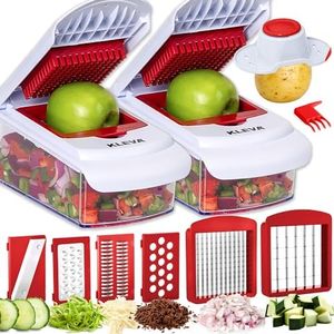 Kleva Range 2 x Kleva Cube Cutters 12 in 1 Slice, Dice, & Chop Compact Vegetable Chopper for Onion Potato Carrot, Kitchen Tools & Gadgets 6 Blades Includes Container, handguard (Australian Owned)