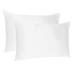 Oussum Satin Silk Pillowcase Pillow Case Covers with Envelop Closure for Hair and Skin Home Bed Decor Set of 2 Pillowcase Free 3 pcs scrunchies (Queen, Blanc De Blanc)