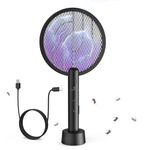 Gooqand Bug Zapper Racket, 2 in 1 Electric Bug Zapper USB Rechargeable, 4000V Indoor Outdoor Electric Racket with 3 Layer Safety Mesh