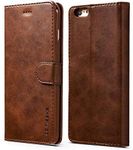 ZTOFERA Leather Case for iPhone 5/5S/SE, Wallet Flip Ultra Thin Retro TPU Case with [Card Slots] [Magnetic Closure] [Stand] Case for iPhone 5/5S/SE - Dark Brown