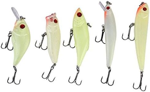 Naroote Enjoy Summer Meiyya Crankbait Luminous, 5 Pieces Fishing Lures Luminous ABS Hard Baits Hook Tackle Accessories Fishing Lures Set