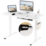 FLEXISPOT Electric Height Adjustable Standing Desk Sit Stand Desk Adjustable Desk Stand Up Desk with Memory Smart Pannel EF1 Series(120 * 60cm, White Frame+White Desktop)