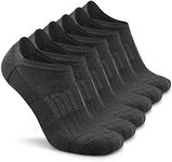 Busy Socks Merino Wool Dress Workout Socks Men Size 10-13, Women's Light Trail Hiking Tennis Golf Sport No Show Socks, 6 Pairs, Large, Dark Grey