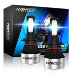 NIGHTEYE H7 Led Headlight Bulb 72W 9000LM,High Lumens LED Kit,6500K Cool White, IP68 Waterproof and Advanced Cooling System, Halogen Upgrade Replacement, Pack of 2 (H7)