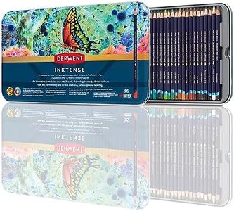 Derwent Inktense Color Pencils, 36-Piece Tin Set, 4mm Round Core, Watercolor Drawing