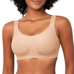 DOCUMO Bras for Women Wireless No Underwire Full Coverage Bralettes for Women Everyday T Shirt Bra with Extra Bra Extender (Nude,Large)