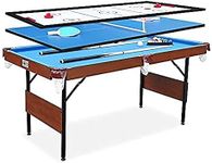 RACK Crux 55 in Folding Billiard/Pool Table (Blue 3-in-1 Multi Game)-Portable and Space-Saving Entertainment!