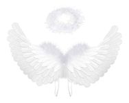 Angel Wings and Halo for Kids Angel Costume Adult Feather Wing (White)