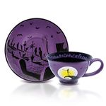 Disney The Nightmare Before Christmas Spiral Hill Ceramic Teacup and Saucer | Tea Party Set for Coffee, Espresso, Mocha