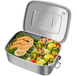 HONZUEN Leakproof Lunch Box, Stainless Steel 1100ML Bento Box with 2 Compartments, Food Sandwich Salad Box Storage Container for Adults and Kids, Office School Food Container