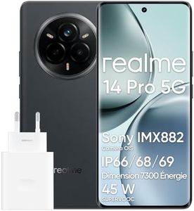 realme 14 Pro 5G Smartphone Android, 12 Go + 512 Go, Chipset MediaTek Dimensity 7300, Caméra OIS Sony IMX882, IP69, Écran Incurvé 3D 6,77" 120 Hz, Batterie 5260 mAh, Gris (avec Adaptateur)