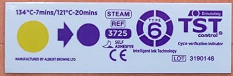 TST Autoclave Chemical Indicators [STEAM] | Class 6 | Autoclave Strips (Self Adhesive) (100)