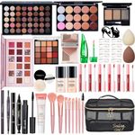 All in One Makeup Kit for Women Full Kit, Make Up Gift Set for Women, Makeup Bundle Includes Foundation Face Primer Eyeshadow Contour Palette Lipstick Eyebrow Pencil Mascara Cosmetic Brush Set