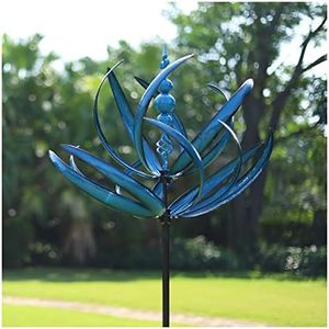 Cyan Oasis 91 inch Wind Spinners Outdoor - Extra Large Outdoor Metal Wind Sculptures Spinners with Stake, Windmills for The Yard Garden, Yard Art Garden Lawn Decor - Blue (27" W x 91" H)