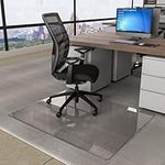 CONGUILIAO Glass Chair Mat, 90 x 115cm Tempered Glass Office Chair Mat for Carpeted or Hardwood Floors, Computer Chair Mat Floor Protector Mat, Effortless Rolling, Easy to Clean (Transparent)