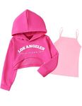 Arshiner Girls Cropped Sweatshirt Long Sleeve Shirts Crop Tops for Teens Kids Hoodies Pink Outfits Girls Sweatshirts Size 12-14