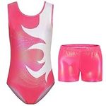 Hovershoes Gymnastics Leotards for Girls Sleeveless Leotards with Tumbling Shorts Kids Teens Unitards Clothes Sets Sparkle Ballet Leotards Dancing Bodysuit Athletic Activewear Gym Outfits 5-14 Years