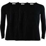 Pack of 3 Men's Extreme Hot 0.45 TOG Thermal Underwear Long Sleeve Vest Baselayer Size S-XXL (UK, Alpha, XXL, Regular, Regular, Black)