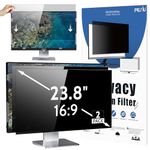 Peslv 2-PACK 23.8 Inch 16:9 Computer Privacy Screen for Widescreen Monitor, 23.8inch Removable Anti Blue Light Glare Eye Protection Shield, Black Blackout Anti Spy Desktop Security Private Filter