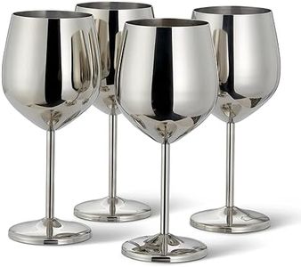 Oak & Steel - 4 Verres À Vin Élégants En Acier Inoxydable, 500ml - Set De Verres Incassables, Pour Mariages, Anniversaires, Fêtes De Fin D'année.
