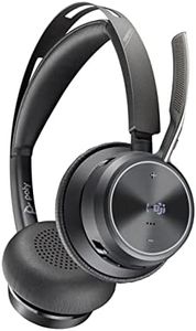 Poly - Voyager Focus 2 UC USB-A Headset (Plantronics) - Bluetooth Dual-Ear (Stereo) Headset with Boom Mic - USB-A PC/Mac Compatible - Active Noise Canceling - Works with Teams (Certified), Zoom & more, Black, Standard