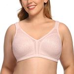 Exclare Women's Full Coverage Double Support Unpadded Wirefree Plus Size Minimizer Bra (36DDD, Pink)