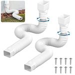 TOKPLNU Rain Gutter Downspout Extension 2 Pack Flexible Down Spout Extender White Drain Pipes Gutter Connector Rainwater Drainage Pipe Downspout Rain Drain Extender from 19.7 to 58 Inch