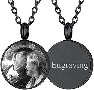 FaithHeart Black Cremation Keepsakes for Ashes Personalized Custom Engraving Photo Text Memorial Remembrance Jewelry