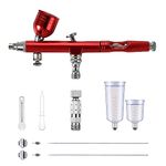 Magicrose Dual-Action Gravity Feed Airbrush Kit,7cc 20cc 40cc Fluid Cup 0.2&0.3&0.5mm Needle Nozzle SetDual Action Airbrush Spray Paint Gun Kit Airbrush Paint Kit for Art Craft Paint