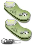 VISUALIZE Premium Golf Divot Repair Tool Kits with Ball Marker- Favorite Golf Gift Sets - Anodized Aluminum Switchblade-Style - Premium Feel & Durability (Raptor-Multi-Lt. Green)