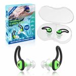 Hearprotek 2 Pairs Swimmer Ear Plugs, Upgraded Custom-fit Water Protection Adult Swimming earplugs for Swimmers Water Pool Shower Bathing and Other Water Sports(Green)