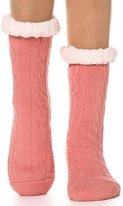 EBMORE Women Slipper Fuzzy Socks Fluffy Cozy Cabin Warm Winter Soft Thick Comfy Fleece Christmas Anti Slip Home Stocking Stuffer(Pink)