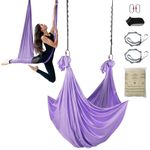 VEVOR Aerial Yoga Hammock & Swing, 4.4 Yards, Yoga Starter Kit with 100gsm Nylon Fabric, Full Rigging Hardware and Easy Set-up Guide, Antigravity Flying for All Levels Fitness Bodybuilding, Purple