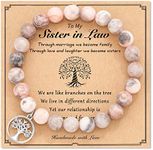 LAVEIR Sister/Sister in Law Gifts Natural Stone Beaded Bracelets Gifts for Sister from Sister Brother, 7 inch, no gemstone