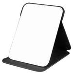 OWLKELA 20x15cm Portable Folding Mirror, Super HD Compact Makeup Mirror, Black PU Leather Travel Mirrors, Free Standing Vanity Mirrors, Tabletop Foldable Mirrors