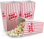 Kedudes Movie Night Popcorn Boxes for Party (20 pack) - Paper Snack Buckets - Movie Theme Party Decorations, Movie Party Favors, Container, Carnival and Cinema Night Supplies - Red/White, 6x4.25 In