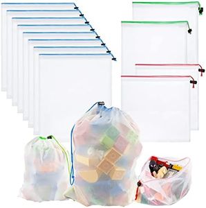 Whispex Toy Storage & Organization Mesh Bags Set of 12(8 Large 2 Medium 2 Small)，Baby Toys, Game Pieces, Toy Sets, Bathtub Toys.