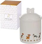 SPOTTED DOG GIFT COMPANY Kitchen Canister for Countertop, Cute Ceramic Food Storage Jar with Lid, Pet Dog Treat Jar Container, Decorative Home Decor Accessories, Gifts for Dog Lovers 35oz