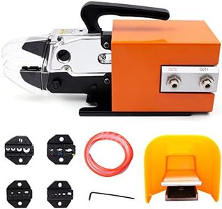 Flytuo Pneumatic Crimping Tool Am-10,Air Powered Wire Terminal Pneumatic Crimper Plier Machine Crimping Up to 16mm² with 4 Optional Die Sets for Various Kinds of Terminals