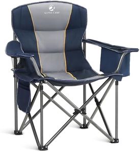 ALPHA CAMP Oversized Camping Folding Chair, High Performance Lawn Chair with Cooler Bag Support, 450 LBS Steel Frame, Foldable Padded Chair, Blue