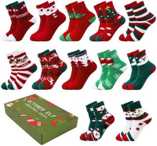 6 Pairs/12 Pairs Adult Christmas Holiday Socks Warm Winter Cozy Socks Fuzzy Socks With Plus Size And Anti-Slip Bottom (One size, F-12Pairs)