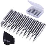 AUSTOR 11 Pieces Soldering Iron Tips Kit 900M-T and 1 Piece Cleaning Cloth with Free Box for Hakko Soldering Station Tool 900M 936 937 907