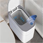 funest Motion Sensor Bathroom Trash Can with Lid- 3.5 Gallon Automatic Touchless Garbage Can for Bathroom, Bedroom, Kitchen, Office,Auto-Adsorption Waterproof Bathroom Trash Can